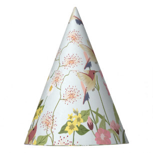Chapeaux De Fètes Illustration Vintage du Jardin Floral aux colibris