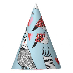Chapeaux De Fètes Illustrations amusantes d'oiseaux, graphisme sans