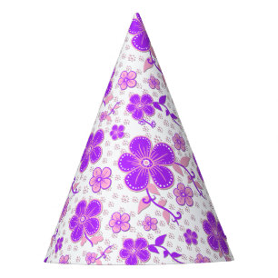 Chapeaux De Fètes Impression simple de fleurs à l'aquarelle violette