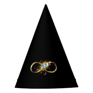 Chapeaux De Fètes Infinité avec plume de paon doré