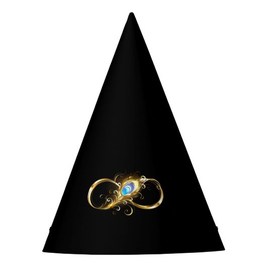 Chapeaux De Fètes Infinité avec plume de paon doré (Devant)