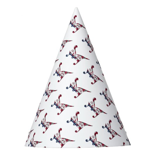 Chapeaux De Fètes Initiale K Monogrammé Drapeau Américain Couleur Él (Devant)