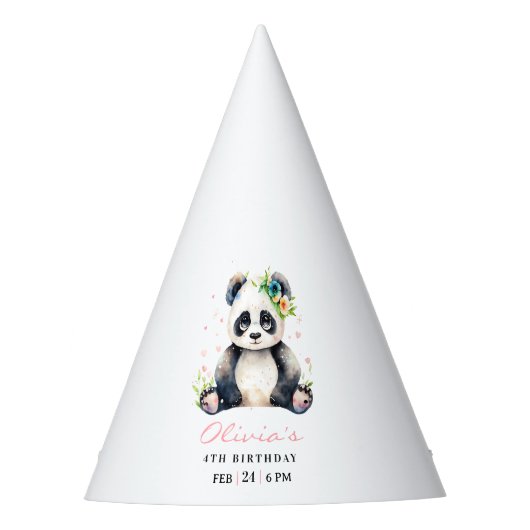 Chapeaux De Fètes Invitation d'anniversaire Panda, Anniversaire de f (Devant)