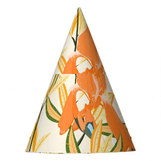 Chapeaux De Fètes Iris orange : motif floral transparent