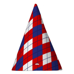 Chapeaux De Fètes Jacquard bleu, rouge, blanc, 1 PAPIER CASQUETTES