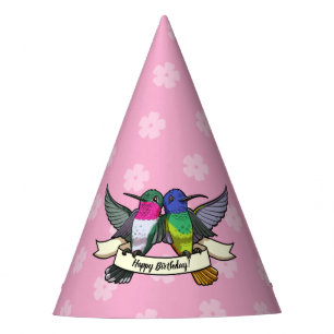 Chapeaux De Fètes Joli anniversaire aux colibris ! Carton au ruban