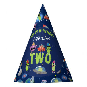 Chapeaux De Fètes Joli Anniversaire Enfants Monstre Alien Espace Nom