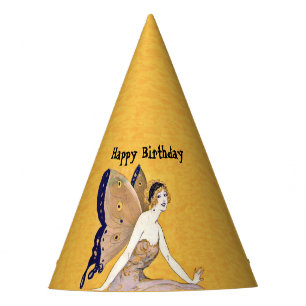 Chapeaux De Fètes Joli Anniversaire Fairy Papillon Ailes Jaune
