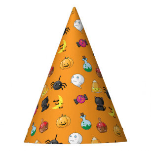 Chapeaux De Fètes Joli motif d'Halloween avec fond orange