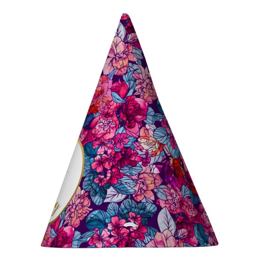 Chapeaux De Fètes Joli rose Floral Custom Photo Joyeux Anniversaire (Droite)