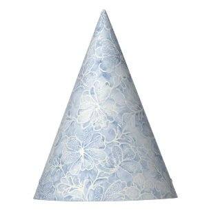 Chapeaux De Fètes Jolie Fête Anniversaire Fleurs Blanches Bleues