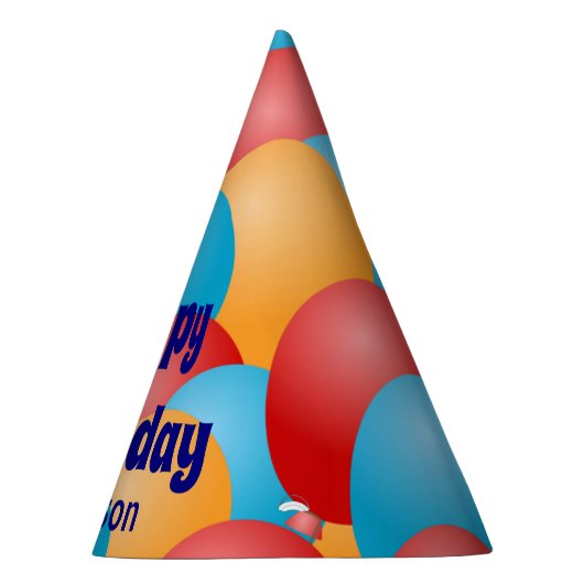 Chapeaux De Fètes Joyeux anniversaire avec nom et ballons (Droite)