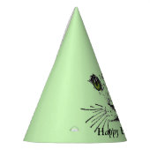 Chapeaux De Fètes Joyeux Anniversaire Chat Face Gros yeux verts (Gauche)