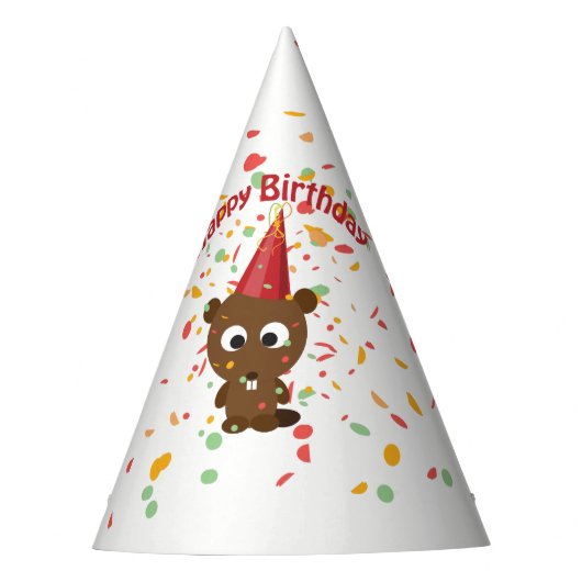 Chapeaux De Fètes Joyeux anniversaire Confetti Party Beaver (Devant)