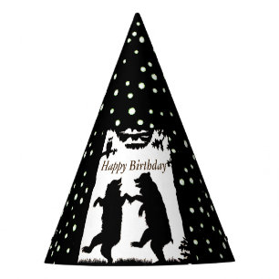Chapeaux De Fètes Joyeux Anniversaire Danse Ours Noirs Pointe blanch