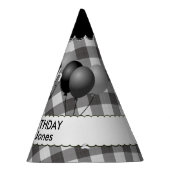Chapeaux De Fètes Joyeux anniversaire En vichy chèques Motif noir/bl (Droite)