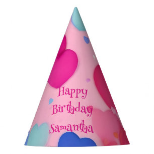 Chapeaux De Fètes Joyeux Anniversaire Fille Cœurs Roses