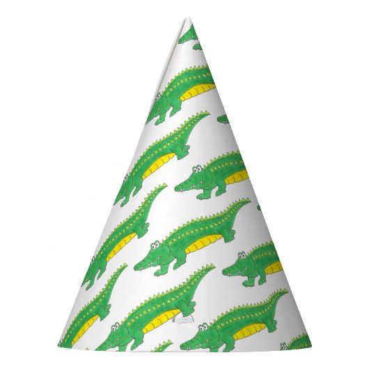 Chapeaux De Fètes Joyeux Anniversaire Jaune Alligator Vert Crocodile (Gauche)