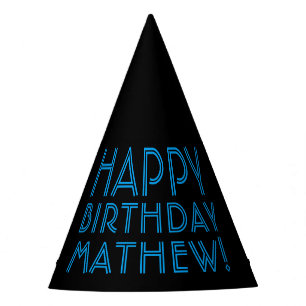 Chapeaux De Fètes Joyeux anniversaire (N'IMPORTE QUEL NOM) Bleu et