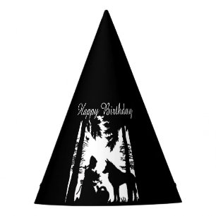 Chapeaux De Fètes Joyeux Anniversaire Noir sur Blanc Rouge Chaperon