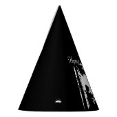 Chapeaux De Fètes Joyeux Anniversaire Noir sur Blanc Rouge Chaperon  (Gauche)