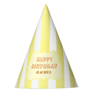 Chapeaux De Fètes Joyeux Anniversaire Personnalisé Rayure Jaune