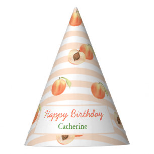 Chapeaux De Fètes Joyeux Anniversaire Petite Fille aux Rayures de Pê