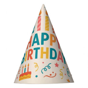 Chapeaux De Fètes Joyeux Anniversaire Rétro Couleurs Vives