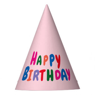 Chapeaux De Fètes Joyeux anniversaire rose doux et simple