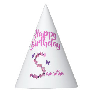 Chapeaux De Fètes Joyeux Anniversaire rose S Monogramme initial