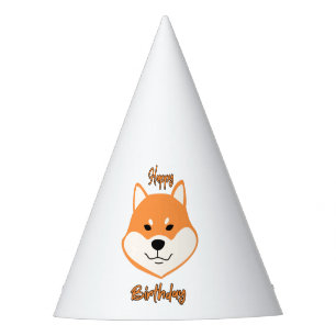 Chapeaux De Fètes Joyeux anniversaire Shiba Inu Casquette de fête or
