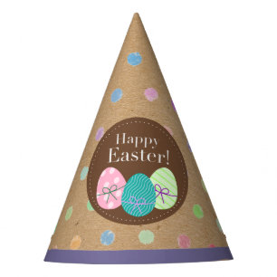 Chapeaux De Fètes Joyeux Oeufs De Pâques À petits pois Sur Papier