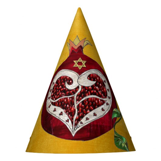 Chapeaux De Fètes Judaica Pomegranate Heart Hanoukka Rosh Hashanah (Devant)