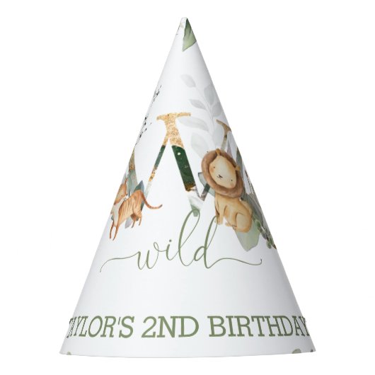 Chapeaux De Fètes Jungle Animaux Verdure 2e anniversaire Garçon fill (Devant)