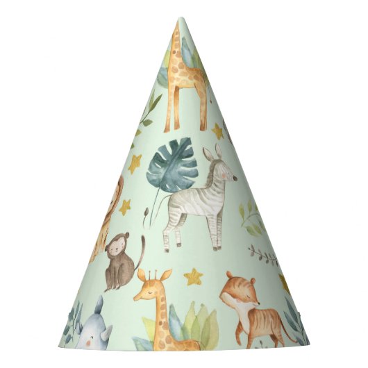 Chapeaux De Fètes Jungle safari animaux mignonette fête d'anniversai (Devant)