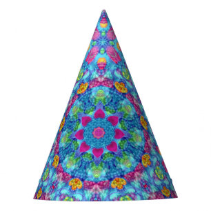 Chapeaux De Fètes Kaléidoscope de fractale de coeurs violet vintage