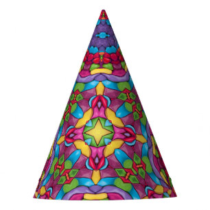 Chapeaux De Fètes Kaléidoscope vintage de fractale de peau verte
