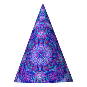 Chapeaux De Fètes Kaléidoscope vintage pourpre et bleu de fractale