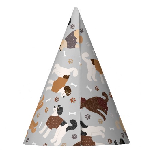 Chapeaux De Fètes Labradoodle / Goldendoodle Bones and Paws Party Ha (Dos)