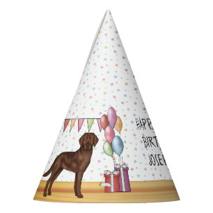 Chapeaux De Fètes Labrador Retriever Chocolat Joyeux Anniversaire