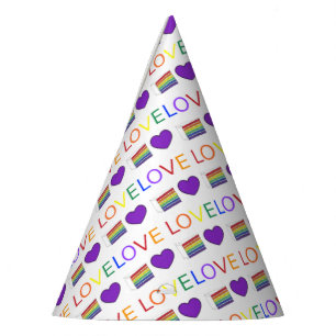 Chapeaux De Fètes L'amour est l'amour Rainbow Mariage Cake Purple He