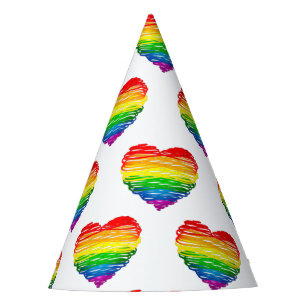 Chapeaux De Fètes Le cœur arc-en-ciel de SlipperyJoe griffonné tourb