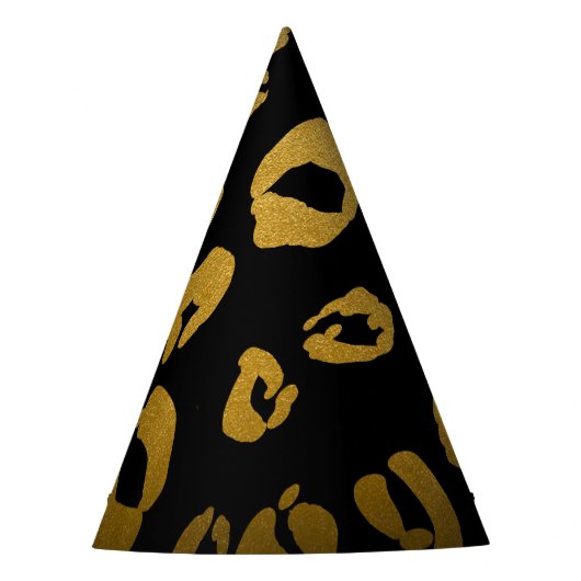 Chapeaux De Fètes Leopard Cheetah Black Gold Jungle fête d'anniversa (Devant)