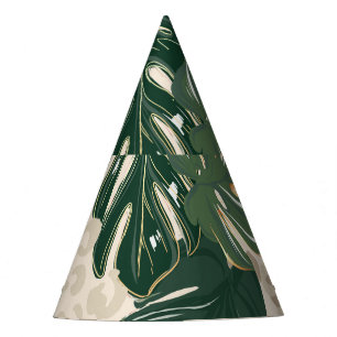 Chapeaux De Fètes Leopard Monstera : Jungle Imprimer Vintage.