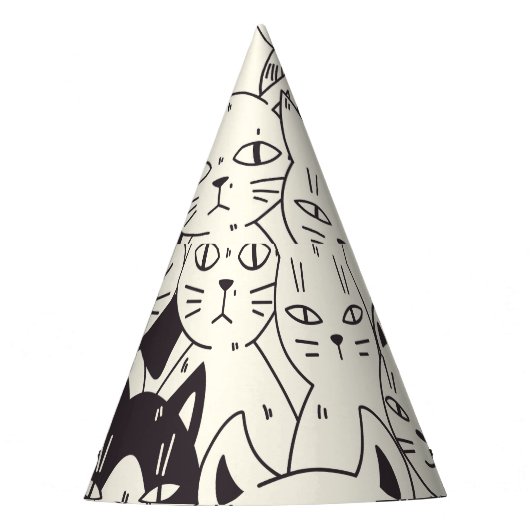 Chapeaux De Fètes Les chats dessinés à la main gribouillent un motif (Devant)