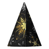 Chapeaux De Fètes Les flocons dorés de Noël sur l'Arrière - plan noi (Dos)