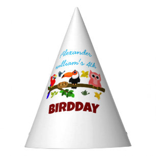 Chapeaux De Fètes Les oiseaux de la jungle sur l'arbre Anniversaire