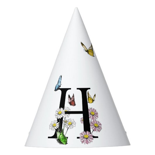 Chapeaux De Fètes Lettre H Floral Papillon Monogramme initial (Devant)