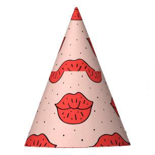 Chapeaux De Fètes Lèvres caricaturales : motif féministe de doodle.