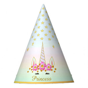 Chapeaux De Fètes Licorne, Fleurs, Étoiles & Confettis Dorés